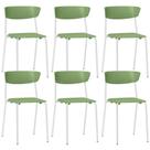 Kit 06 Cadeiras Empilhável Fixa Atom F02 Base Aço Branco Verde - Lyam Decor Kit 06 Cadeiras Empilhável Fixa Atom F02 Base Aço Branco Verde - Lyam Decor