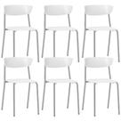 Kit 06 Cadeiras Empilhável Fixa Atom F02 Base Aço Cinza Branco - Lyam Decor Kit 06 Cadeiras Empilhável Fixa Atom F02 Base Aço Cinza Branco - Lyam Decor