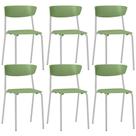 Kit 06 Cadeiras Empilhável Fixa Atom F02 Base Aço Cinza Verde - Lyam Decor