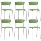 Kit 06 Cadeiras Empilhável Fixa Atom F02 Base Aço Cinza Verde - Lyam Decor