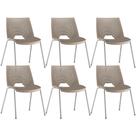 Kit 06 Cadeiras Empilhável Fixa Liked F02 Base Aço Cinza Nude - Lyam Decor