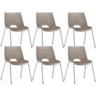 Kit 06 Cadeiras Empilhável Fixa Liked F02 Base Aço Cinza Nude - Lyam Decor
