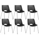 Kit 06 Cadeiras Empilhável Fixa Liked F02 Base Aço Cinza Preto - Lyam Decor