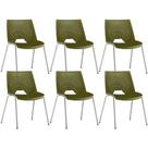 Kit 06 Cadeiras Empilhável Fixa Liked F02 Base Aço Cinza Verde - Lyam Decor