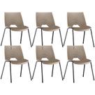 Kit 06 Cadeiras Empilhável Fixa Liked F02 Base Aço Preto Nude - Lyam Decor