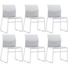 Kit 06 Cadeiras Empilhável Fixa Link F02 Base Aço Cinza Branco - Lyam Decor