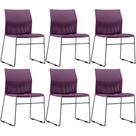 Kit 06 Cadeiras Empilhável Fixa Link F02 Base Aço Preta Roxo - Lyam Decor