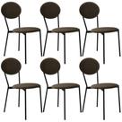 Kit 06 Cadeiras Estofada Para Sala De Jantar Azuri Preto C01 Veludo Marrom Sand - Lyam Decor Kit 06 Cadeiras Estofada Para Sala De Jantar Azuri Preto C01 Veludo Marrom Sand - Lyam Decor