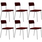 Kit 06 Cadeiras Estofada Para Sala de Jantar Sense Branco C01 Veludo Vermelho Vinho - Lyam Decor Kit 06 Cadeiras Estofada Para Sala de Jantar Sense Branco C01 Veludo Vermelho Vinho - Lyam Decor