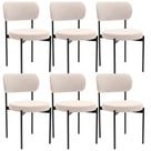 Kit 06 Cadeiras Estofadas Para Sala De Jantar Louvre L02 Suede Bege - Lyam Decor