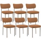 Kit 06 Cadeiras Estofadas Para Sala De Jantar Melina Base Arena L02 Bouclê Terracota - Lyam Decor