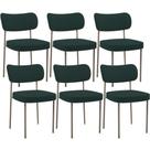 Kit 06 Cadeiras Estofadas Para Sala De Jantar Melina Base Arena L02 Bouclê Verde - Lyam Decor Kit 06 Cadeiras Estofadas Para Sala De Jantar Melina Base Arena L02 Bouclê Verde - Lyam Decor
