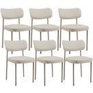 Kit 06 Cadeiras Estofadas Para Sala De Jantar Melina Base Arena L02 Linho Champagne - Lyam Decor