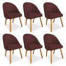 Kit 06 Cadeiras Jantar Bela Suede Marsala Pés Palito Castanho - Pallazio
