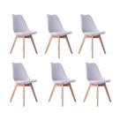 Kit 06 Cadeiras Leda Eames Jantar Cozinha com Assento Estofado Branco
