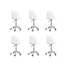 Kit 06 Cadeiras Office Base Cromada Giratória Saarinen Branco