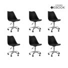 Kit 06 Cadeiras Office Base Cromada Giratória Saarinen com Ebook