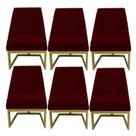 Kit 06 Cadeiras Para Sala De Jantar Ana Base de ferro Suede Marsala - D'Classe Decor