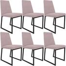 Kit 06 Cadeiras Para Sala De Jantar Base Aço Industrial Preto Dafne L02 Suede Rosê -LyamDecor