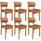 Kit 06 Cadeiras Para Sala de Jantar Cozinha Living Estofada Dara L02 material sintético Camel - Lyam Decor