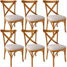 Kit 06 Cadeiras Para Sala de Jantar e Estar Living Estofada Ávila L02 Linho Cru - Lyam