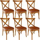 Kit 06 Cadeiras Para Sala De Jantar E Estar Living Estofada ávila L02 material sintético Camel - Lyam