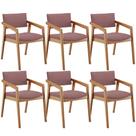 Kit 06 Cadeiras Para Sala de Jantar Estar Living Giorgia B04 Suede Rosê - Lyam Decor