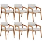 Kit 06 Cadeiras Para Sala de Jantar Estar Living Giorgia L02 Bouclê Cru - Lyam Decor