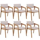 Kit 06 Cadeiras Para Sala de Jantar Estar Living Giorgia L02 Linho Bege - Lyam Decor
