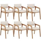 Kit 06 Cadeiras Para Sala de Jantar Estar Living Giorgia L02 Linho Cru - Lyam Decor
