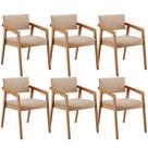 Kit 06 Cadeiras Para Sala de Jantar Estar Living Giorgia L02 Suede Bege - Lyam Decor