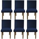Kit 06 Cadeiras Para Sala De Jantar Tóquio Pés palito Suede Azul Marinho - D'Classe Decor