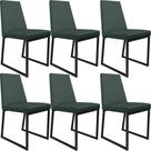 Kit 06 Cadeiras Para Sala Jantar Base Aço Industrial Preto Dafne L02 Linho Verde Musgo -LyamDecor