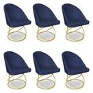 Kit 06 Cadeiras Poltrona de Jantar Bela Suede Base Metálica Luxo Dourado - Pallazio