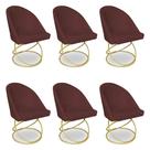 Kit 06 Cadeiras Poltrona de Jantar Bela Suede Marsala Base Metálica Luxo Dourado - Pallazio