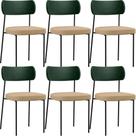 Kit 06 Cadeiras Sala De Jantar L02 Verde Musgo Bege Escuro