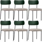 Kit 06 Cadeiras Sala De Jantar L02 Verde Musgo Bege