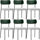 Kit 06 Cadeiras Sala De Jantar L02 Verde Musgo Bouclê Cinza