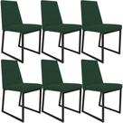 Kit 06 Cadeiras Sala Jantar Preto L02 Suede Verde Musgo