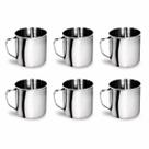 Kit 06 Caneca Inox Capacidade 200ml N7 Tomar Café Leite Servir Liso