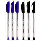 Kit 06 Caneta Escolar Esferográfica Simple 1.0mm Ponta Média Azul e Preta Jocar Office