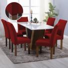 Kit 06 Capa Cadeira Estofadas Protetor Tecido Malha Gel Spandex Coladinha Mesa Jantar 6 Lugares Com Elastico