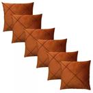 Kit 06 Capas de Almofada Suede Drapeada 45x45cm Decorativas Sala Quarto Sofá