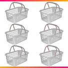 Kit 06 Cesta Cestinha Plástica Supermercado c/ Alça 09L