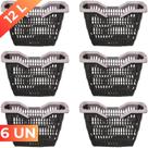 Kit 06 Cesta Cestinha Plástica Supermercado c/ Alça 12L