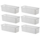 Kit 06 Cestos Organizador Quadratta Gavetas Lavanderia 27x11