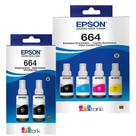 Kit 06 Garrafa de tintas T664 para impressora jato de Tinta L365