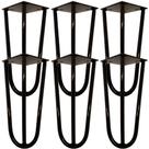 Kit 06 Pés de Ferro Aço Hairpin Legs 25 cm Preto A01 Sofá Móveis Mesa - Inoviza