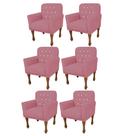 Kit 06 Poltrona Cadeira Decorativa Mona Luxo com Strass Sala de Estar Recepção Escritório Suede Rosê - Damaffê Móveis