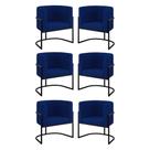 Kit 06 Poltronas Lua Sala Decorativa Base De Ferro Black Azul Marinho Kit 06 Poltronas Lua Sala Decorativa Base De Ferro Black Azul Marinho